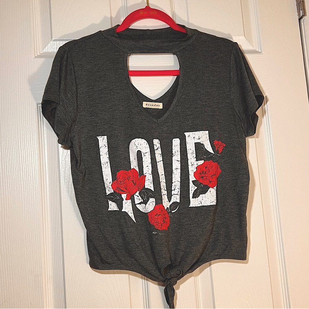 Women’s large cropped Rose Print top